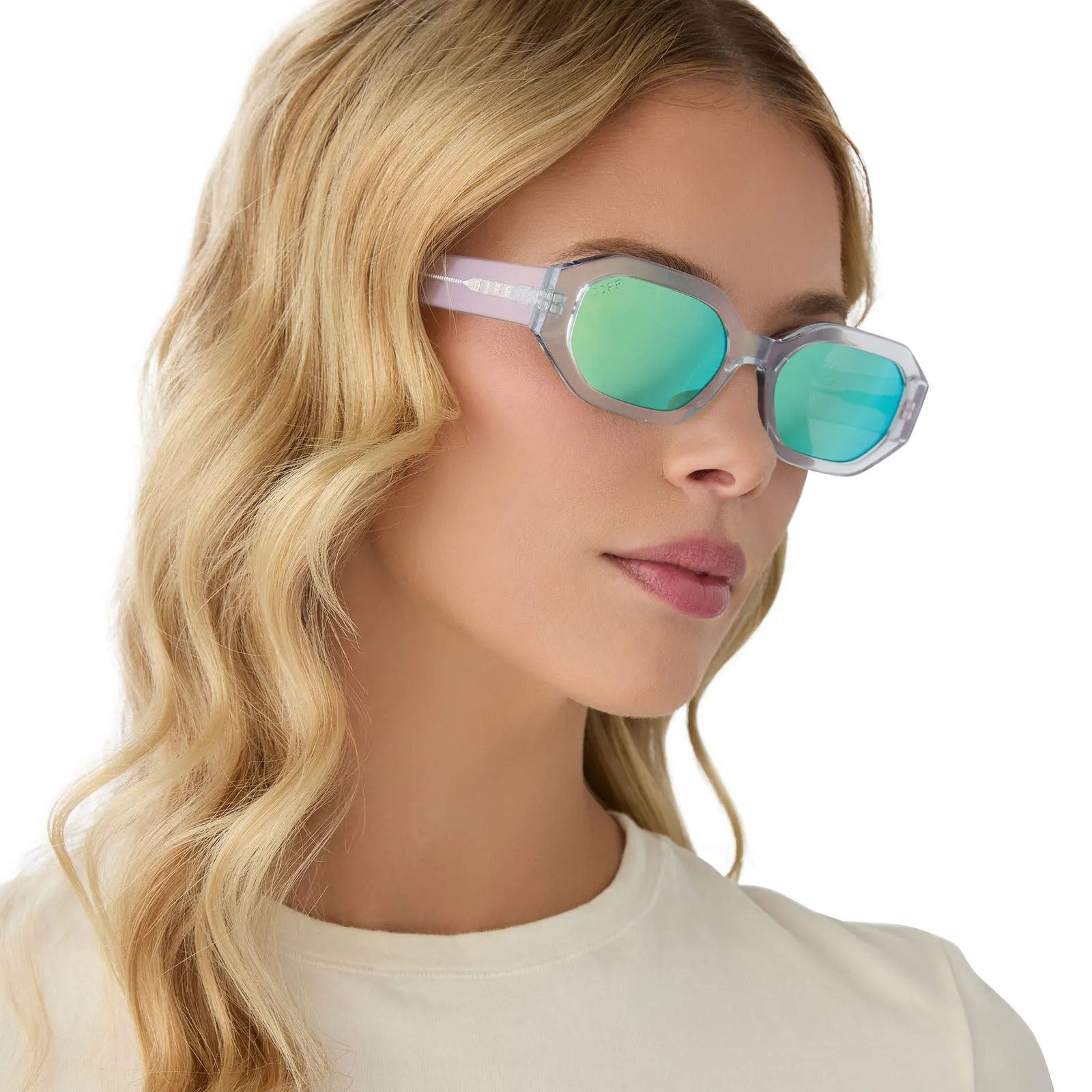 ALLEGRA - OPALESCENT TURQUOISE   TURQUOISE ICE MIRROR SUNGLASSES