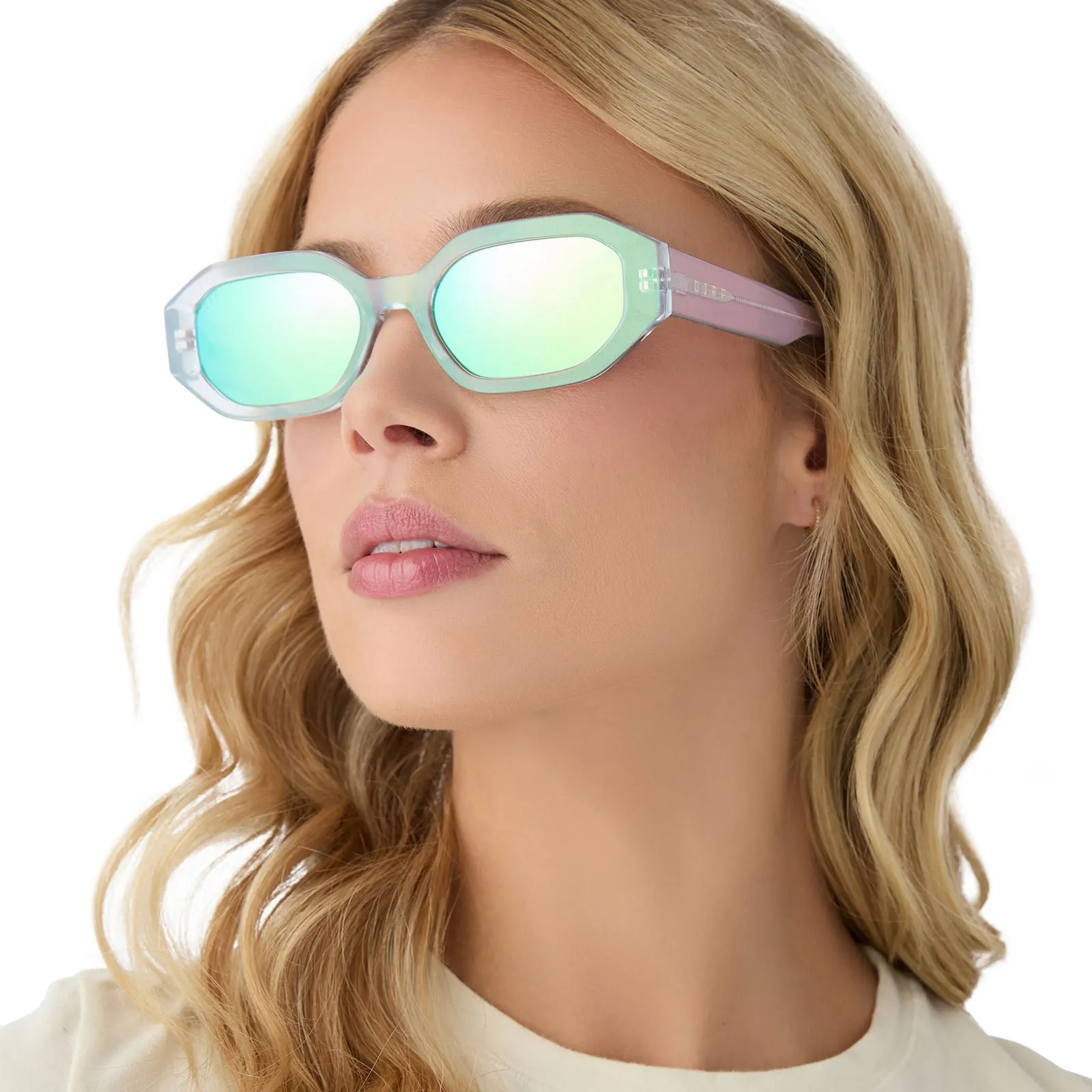 ALLEGRA - OPALESCENT TURQUOISE   TURQUOISE ICE MIRROR SUNGLASSES