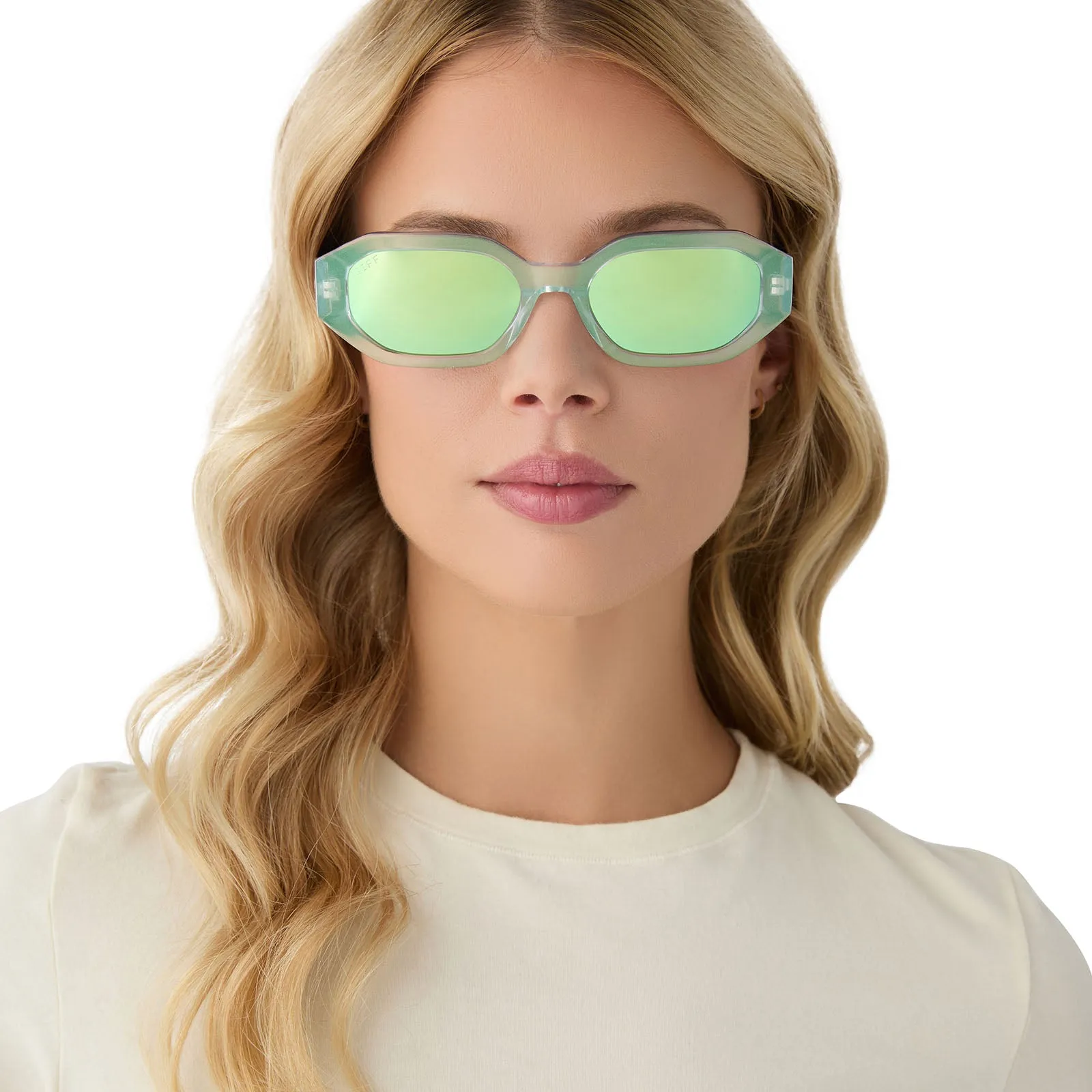 ALLEGRA - OPALESCENT TURQUOISE   TURQUOISE ICE MIRROR SUNGLASSES