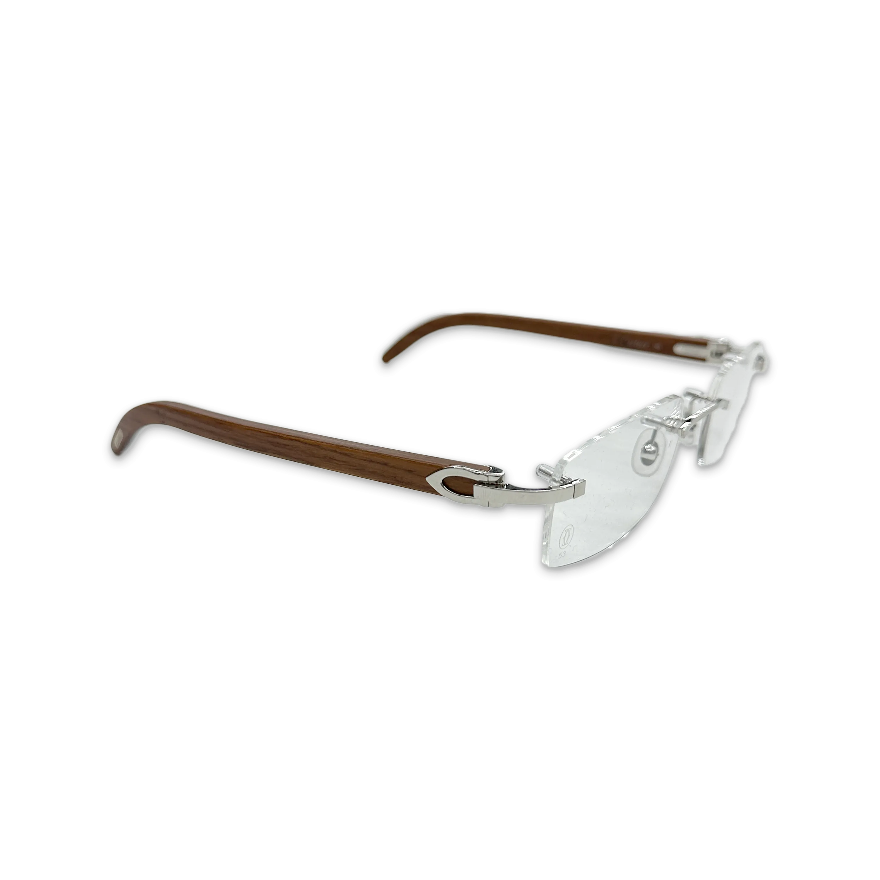 Cartier Wood Frame Sunglasses Clear/Brown
