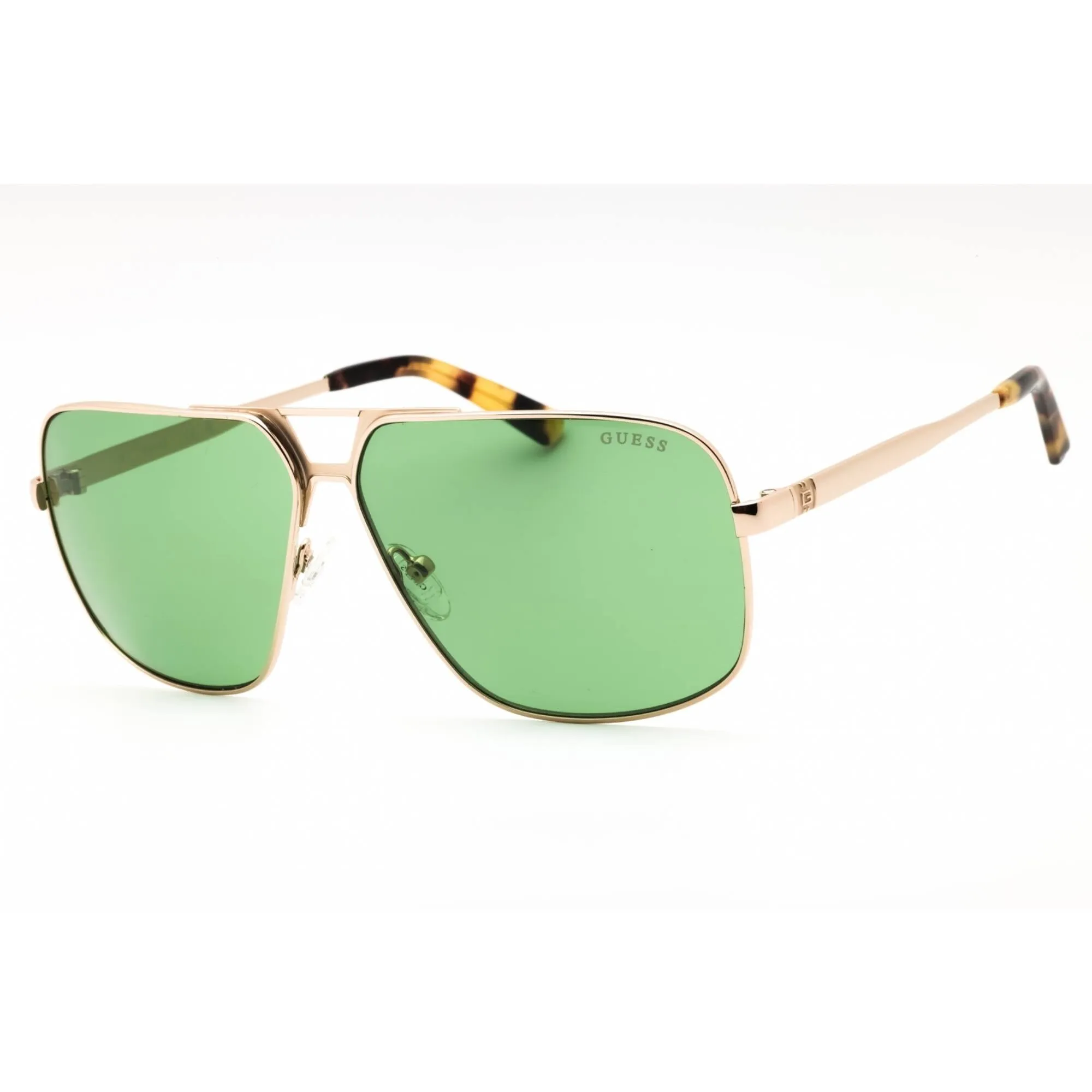 Guess Men's Sunglasses - Gold Metal Pilot Full Rim Frame Green Lens | GU00070 32N
