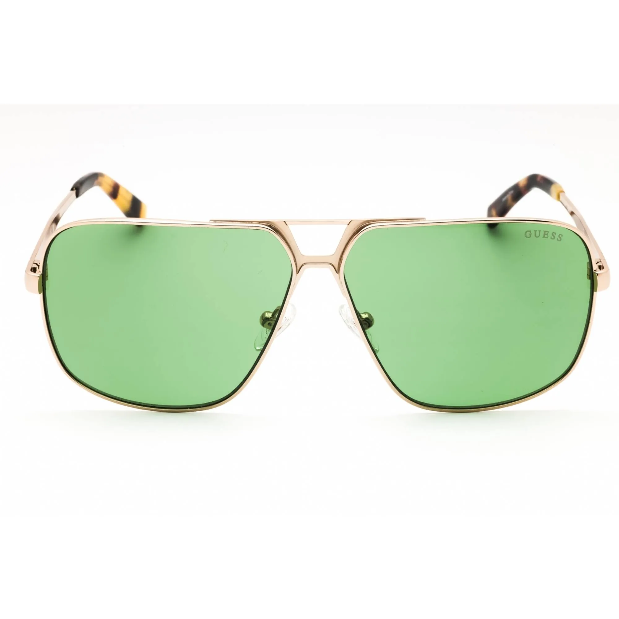 Guess Men's Sunglasses - Gold Metal Pilot Full Rim Frame Green Lens | GU00070 32N