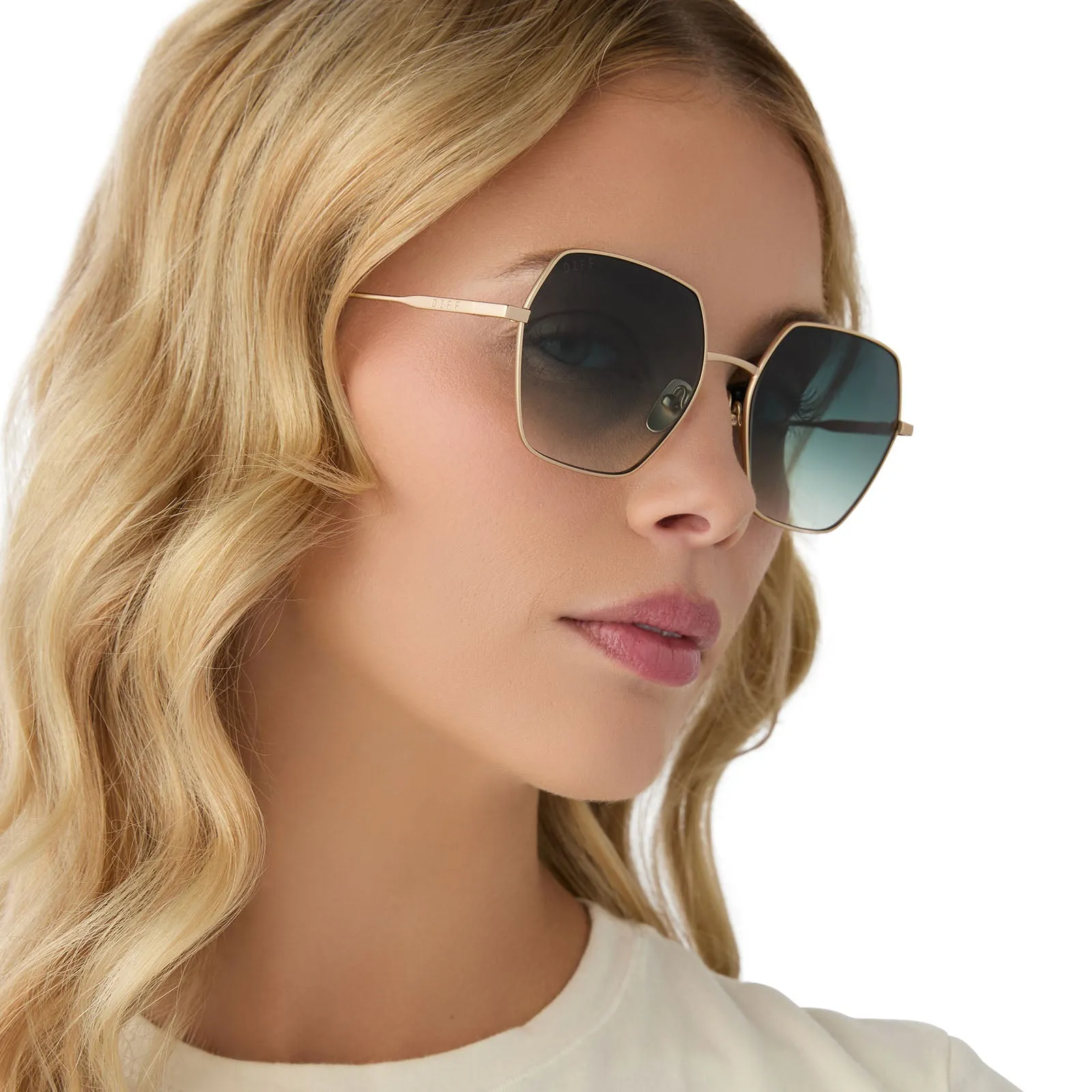 HARLOWE - MATTE GOLD   G15 GRADIENT SUNGLASSES