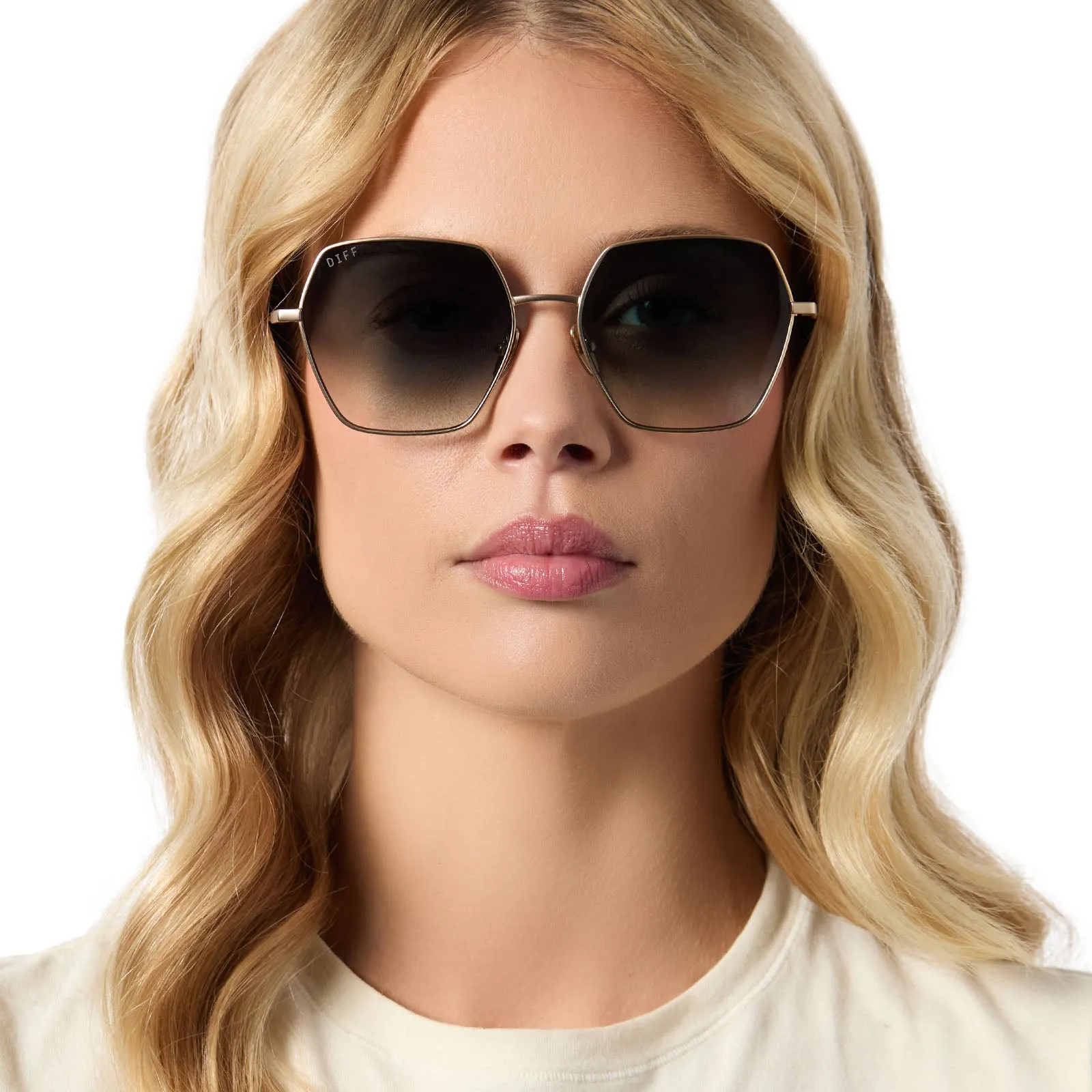 HARLOWE - MATTE GOLD   G15 GRADIENT SUNGLASSES