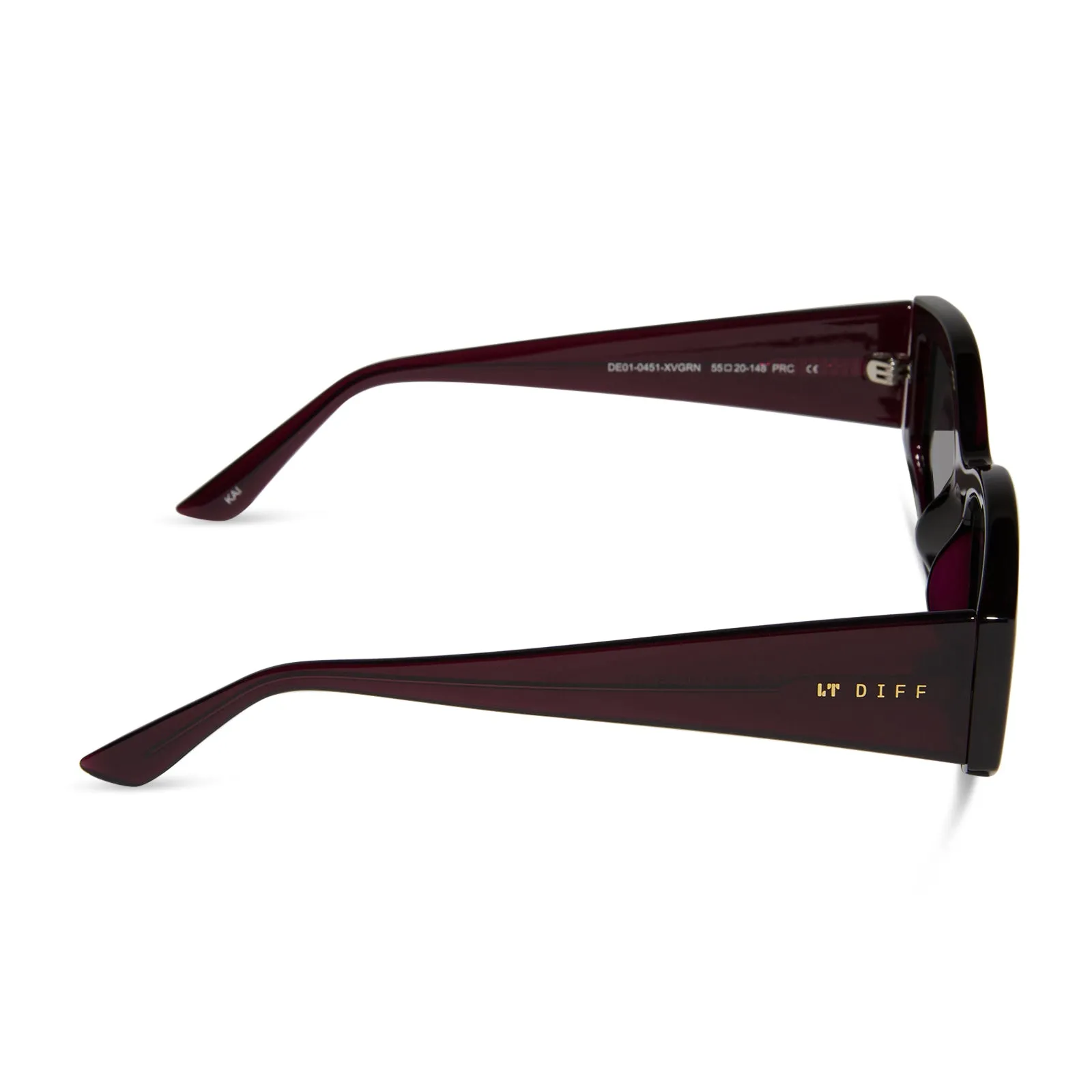 KAI - BURGUNDY CRYSTAL   GREY SUNGLASSES