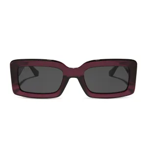 KATIE - BURGUNDY CRYSTAL   GREY SUNGLASSES