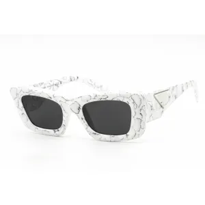 Prada Women's Sunglasses - Matte White Marble Cat Eye Shape Frame | 0PR 13ZS 17D5S0